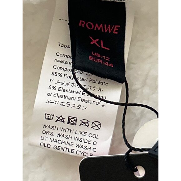 Romwe Fuzzy White Crop Tank Top With Pink Star XL Polyester & Elastane Blend - Picture 4 of 7